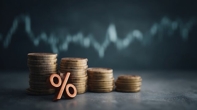 Interest Rate Growth Financial Market Investment Savings Coins Percentage Symbol