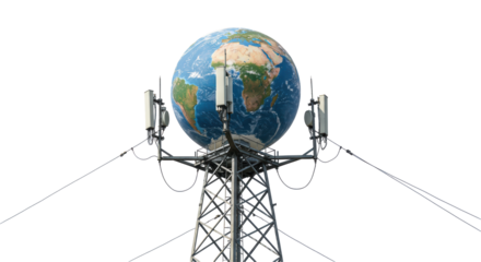 Isolated Global Communication Tower with Earth Sphere