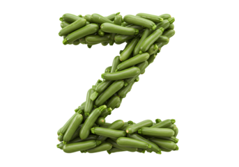 Green Beans Letter Z Vegetable Alphabet isolated on transparent background