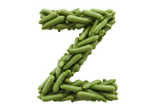 Green Beans Letter Z Vegetable Alphabet isolated on transparent background