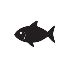 Fish Swimming Sideways Silhouette, Bold Minimal Animal Shape Vector