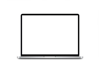 Laptop with blank screen on white background for product placement and mockup