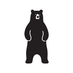 Grizzly Bear Standing Tall Silhouette, Bold Minimal Animal Outline Vector