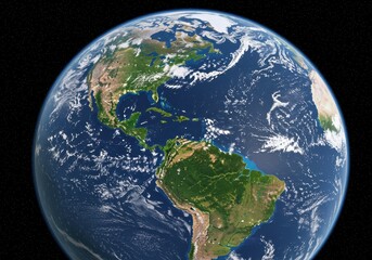 Earth view from space showing north and south america continents