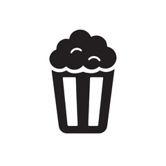Popcorn Bucket Silhouette, Bold Clean Curves Snack Icon Vector