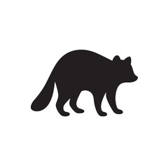 Raccoon Silhouette, Clean Curvy Outline Animal Icon Vector