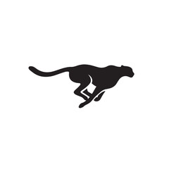 Running Cheetah Mid-Sprint Silhouette, Clean Smooth Body Outline Animal Icon Vector