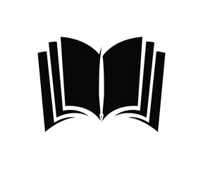 creative open book and pen nib logo vector design symbol