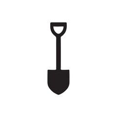 Shovel Silhouette, Clean Sharp Shape Gardening Tool Icon Vector