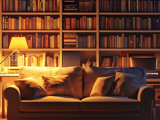 Beautiful Interior Of Library Room With Multiple Books Shelves Filled With Books