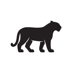 Tiger Silhouette, Clean Bold Lines Animal Icon Vector