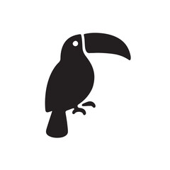 Toucan Bird Side View Silhouette, Bold Simple Beak Outline Animal Icon Vector