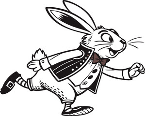 Fototapeta premium Anthropomorphic rabbit vintage engraving style vector art illustration 