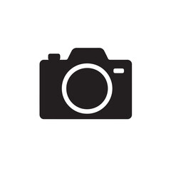 Vintage Camera with Large Lens Silhouette, Bold Simple Shape Photography Icon Vector