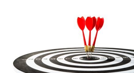 three red dart on target isolated