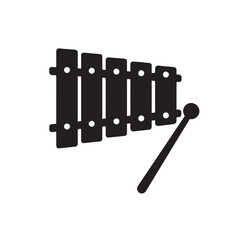 Xylophone and Mallet Silhouette, Smooth Simple Lines Music Icon Vector