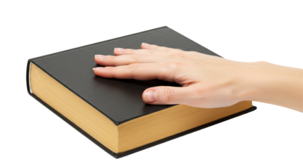 Isolated Hand on a Closed Book for Swearing