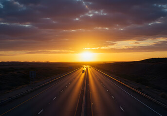 Scenic Highway Sunset Travel Golden Hour Landscape Road Photo