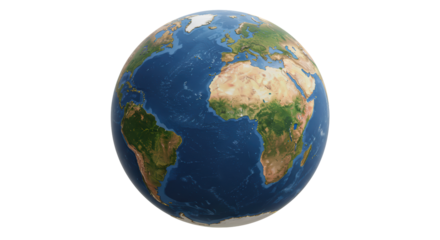 Isolated Earth Globe with Detailed Continents and Oceans