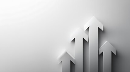 Ascending Grey Arrows on White Background Representing Growth and Success in Business