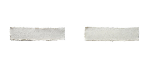 Two torn off textured paper strips, isolated, cut out transparent