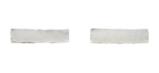 Two torn off textured paper strips, isolated, cut out transparent