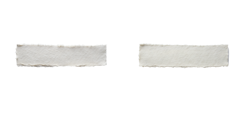 Two torn off textured paper strips, isolated, cut out transparent