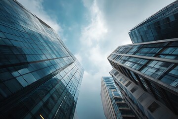 Fototapeta premium Modern Skyscrapers Reaching for the Sky Urban Architecture Cityscape