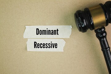 judge's hammer and stickers with the words dominant and recessive. The most common interaction between alleles is a dominant/recessive relationship.