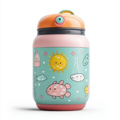 Obraz premium Cute Colorful Water Bottle with Playful Designs for Kids