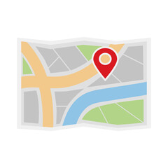 Simplified map illustration with location pin