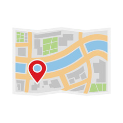 Simplified map illustration with location pin