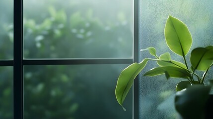 Indoor Plant by Window with Green Leaves and Natural Light