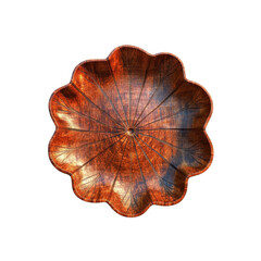Intricate Carved Wooden Bowl, Lotus Flower Design, Rich Mahogany Finish