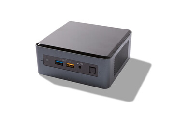 Mini personal computer with cast shadow isolated no background cutout