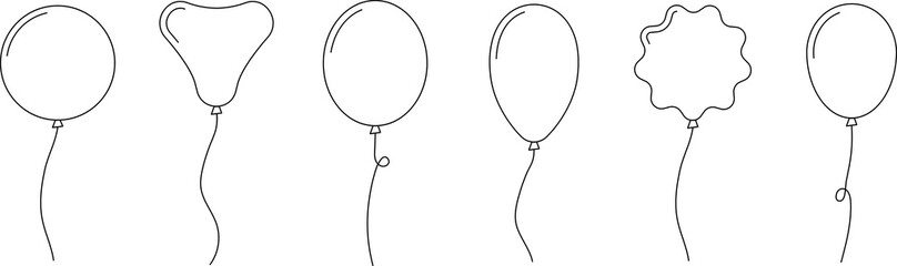 Balloon in flat style. Bunch of balloons for birthday or party. Flying balloon with rope. Flat icon illustration isolated on white background. © Volodymyr2