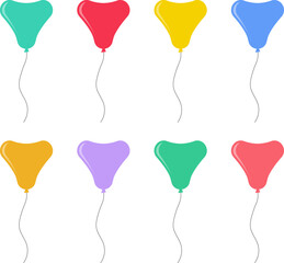 Balloon in flat style. Bunch of balloons for birthday or party. Flying balloon with rope. Flat icon illustration isolated on white background. © Volodymyr2