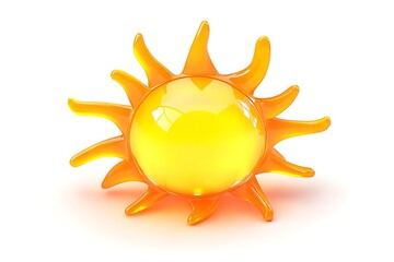 3D Style Vibrant Sun Icon with Glowing Rays