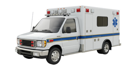 Isolated Modern Ambulance Vehicle Ready for Emergency Medical Response and Healthcare Services