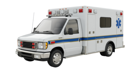 Isolated Modern Ambulance Vehicle Ready for Emergency Medical Response and Healthcare Services
