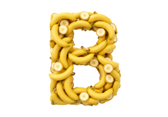 Banana Letter B Fruit Alphabet Food Photography isolated on transparent background