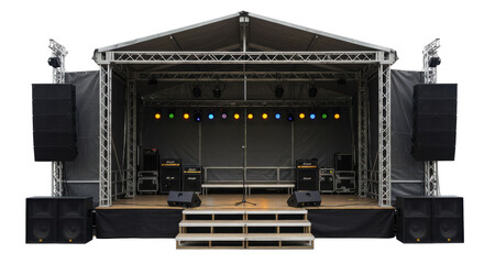 Isolated Outdoor Stage with Lighting and Sound System