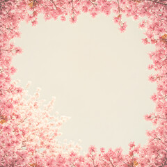 Soft Pink Cherry Blossom Frame Illustration for Backgrounds and Designs