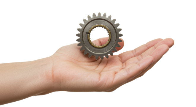 Isolated Hand Holding Metal Gear