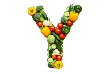 Vibrant Vegetable Letter Y Healthy Eating Alphabet Image isolated on transparent background