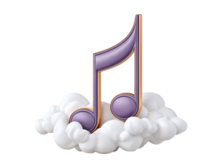 Exploring the Artistic Fusion of a Purple Music Note on a Fluffy White Cloud in a Creative Conceptual Interpretation of Musical Symbols