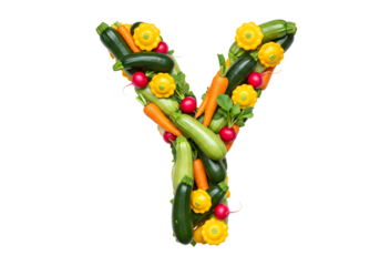 Vibrant Vegetable Y Healthy Eating Alphabet Letter isolated on transparent background