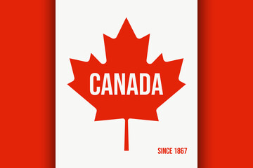 Vector illustration Canada Flag in contemporary cut out paper style. Perfect Canada day banner background template design. Overlay Canada holiday poster