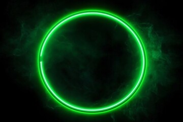 Obraz premium Green Neon Circle in Smoke Abstract