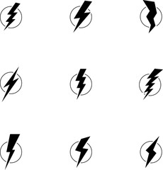 Electric power vector icon, Lightning symbol. Lightning bolt sign. Energy and thunder electricity symbol. Power or fast speed icon, logo, UI, app, website element.